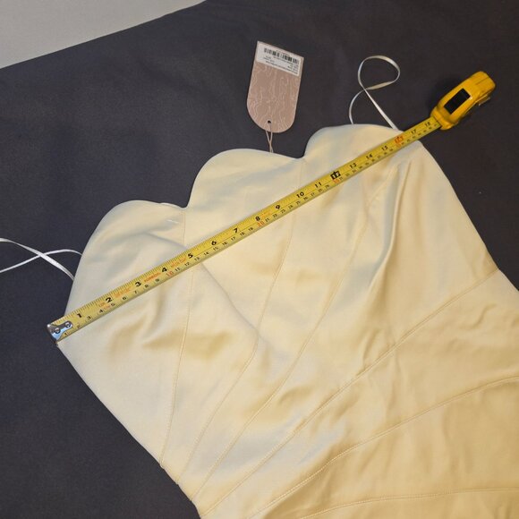 Meshki Aleena Satin & Lace Underlay Maxi Midi Asymmetrical Scallop Trim Dress - Picture 10 of 13